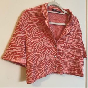 Zara Pink Zebra Crop Button Down